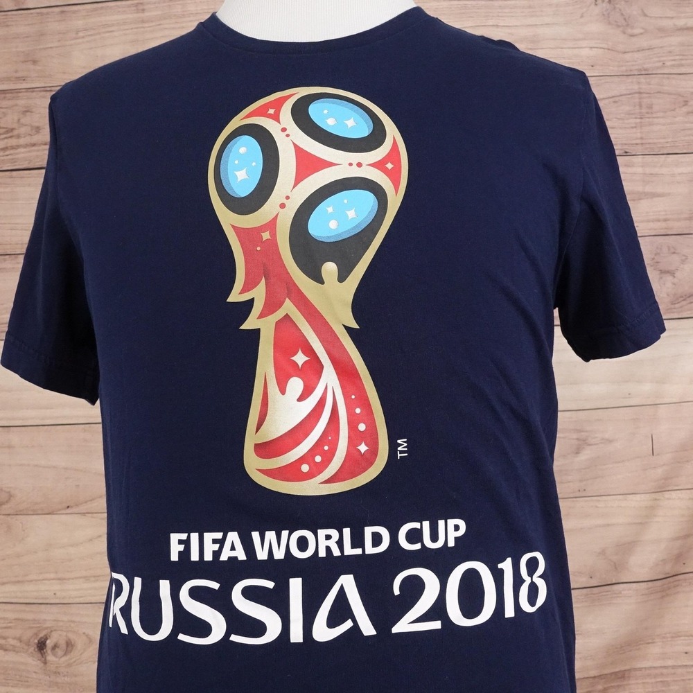 Adidas Shirt Mens L Blue FIFA World Cup Russia 2018 Soccer Graphic Tee T-Shirt